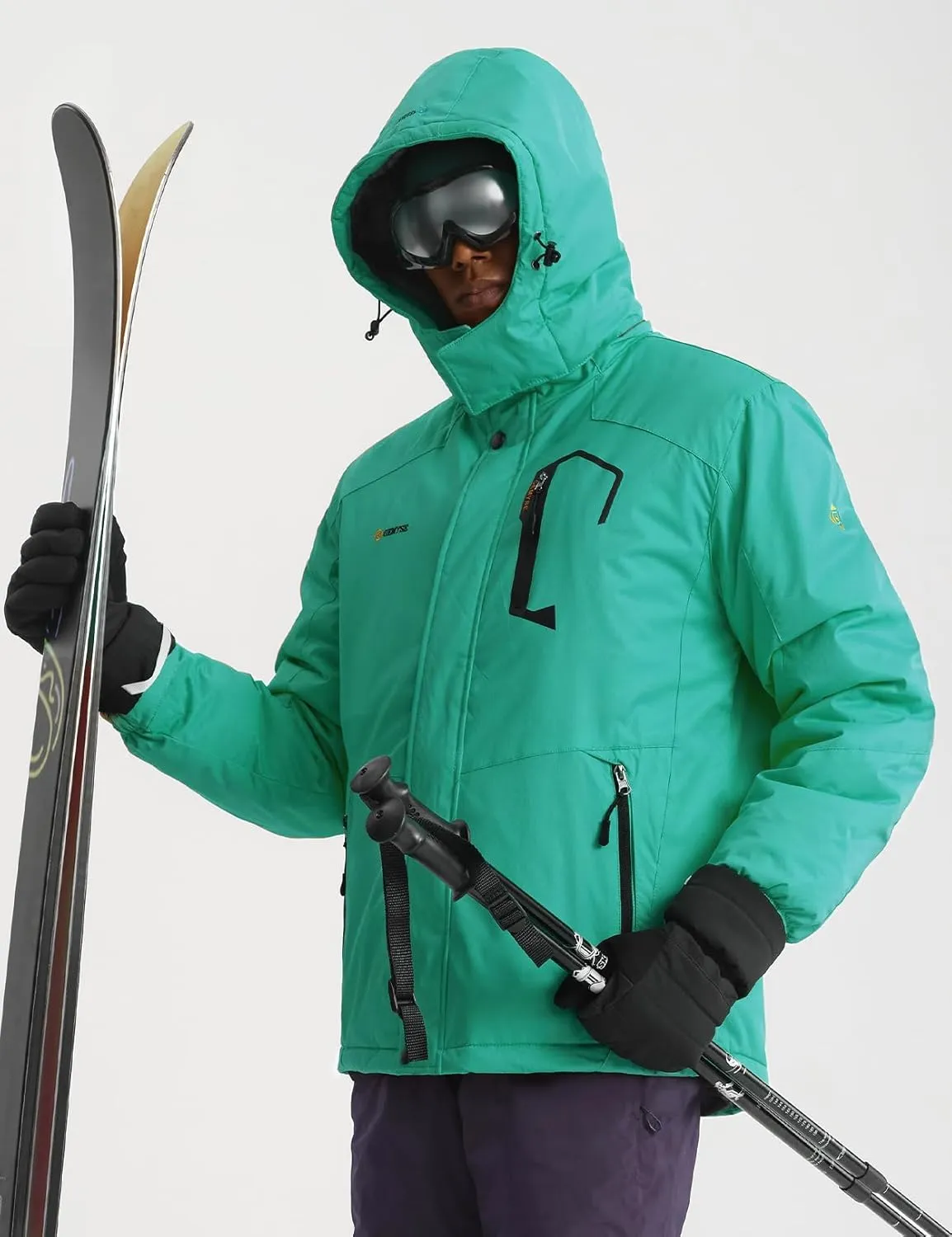 GEMYSE Men's Mountain Waterproof Ski Snow Jacket Winter Windproof Rain Jacket