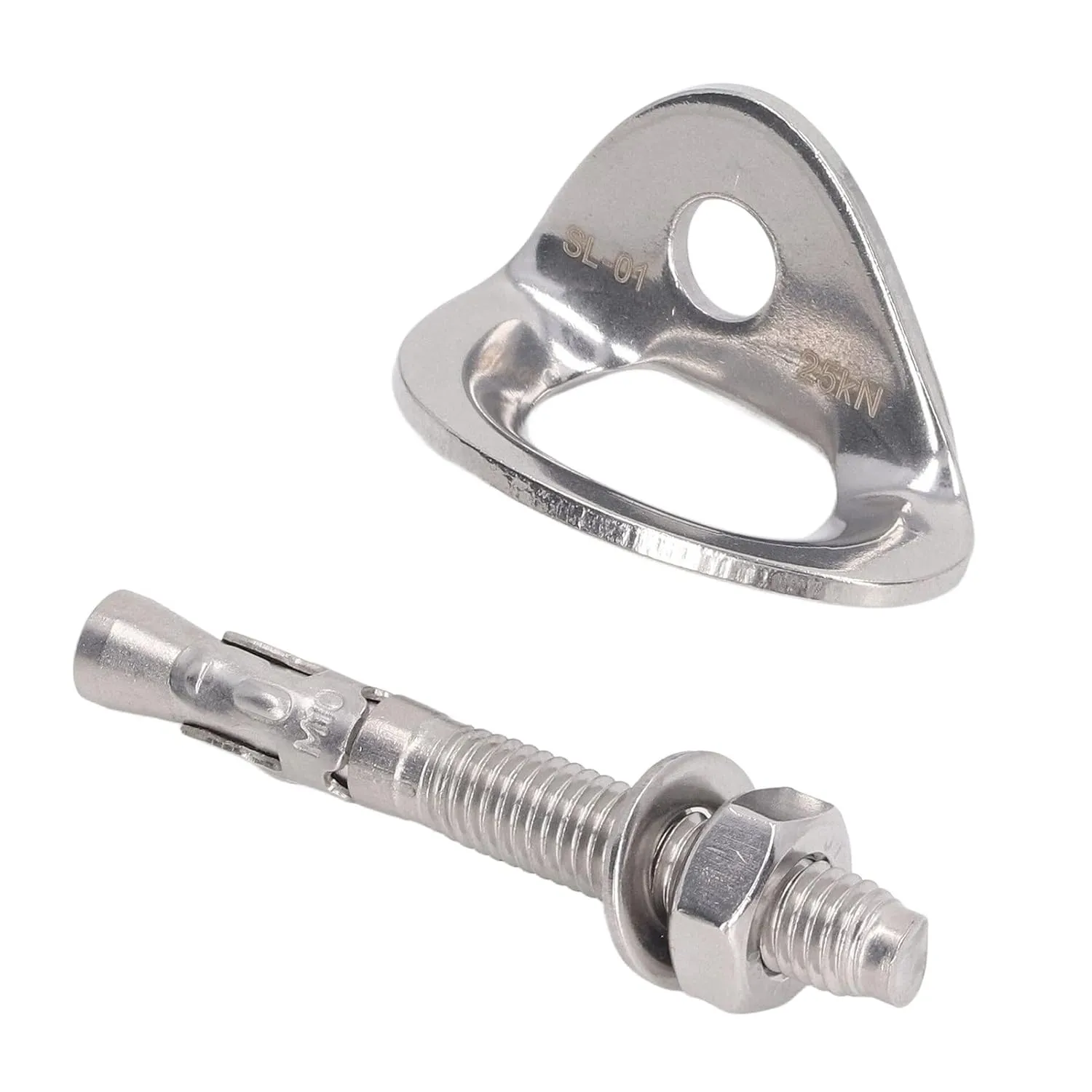 gernie Bolt Hanger, 3Pair Stainless Steel Climbing Bolt Hanger Heavy Duty Climbing Anchor Bolt Steel Expansion Bolt for Rock Climbing, Caving, Rescue, Hammock Installation, Mountaineering