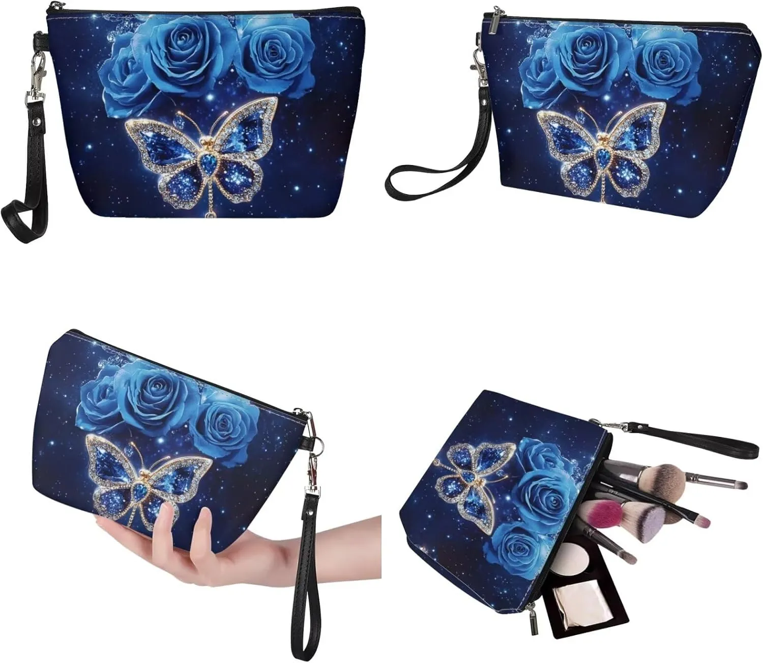 GIFTPUZZ Women Top Handle Bags Handbags with Zipper Leather Wallet Cash Card Phone Holder and Makeup Bag Set 3pcs