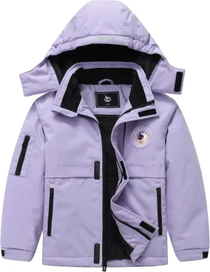 Girl's Ski Jacket Winter Outdoor Warm Snow Coat Kid's Snowboarding Windproof Jacket with Hood
