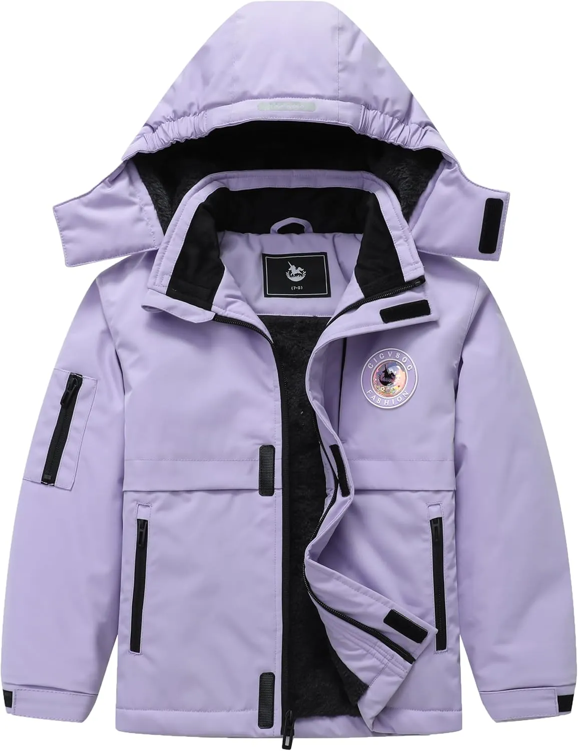 Girl's Ski Jacket Winter Outdoor Warm Snow Coat Kid's Snowboarding Windproof Jacket with Hood