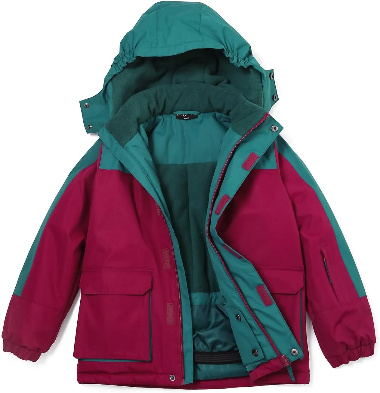 Girl's Waterproof Ski Jacket,Warm Winter Snow Coat,Hooded Fleece Outwear,Windproof RainCoat