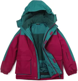 Girl's Waterproof Ski Jacket,Warm Winter Snow Coat,Hooded Fleece Outwear,Windproof RainCoat