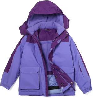 Girl's Waterproof Ski Jacket,Warm Winter Snow Coat,Hooded Fleece Outwear,Windproof RainCoat