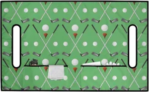 Golf Ball Print Golf Cart Seat Cover Anti-Scratch Non-Slip Golf Cart Seat Towel Blanket with 4 Front Pockets Heat Resistance Universal for Most Golf Cart