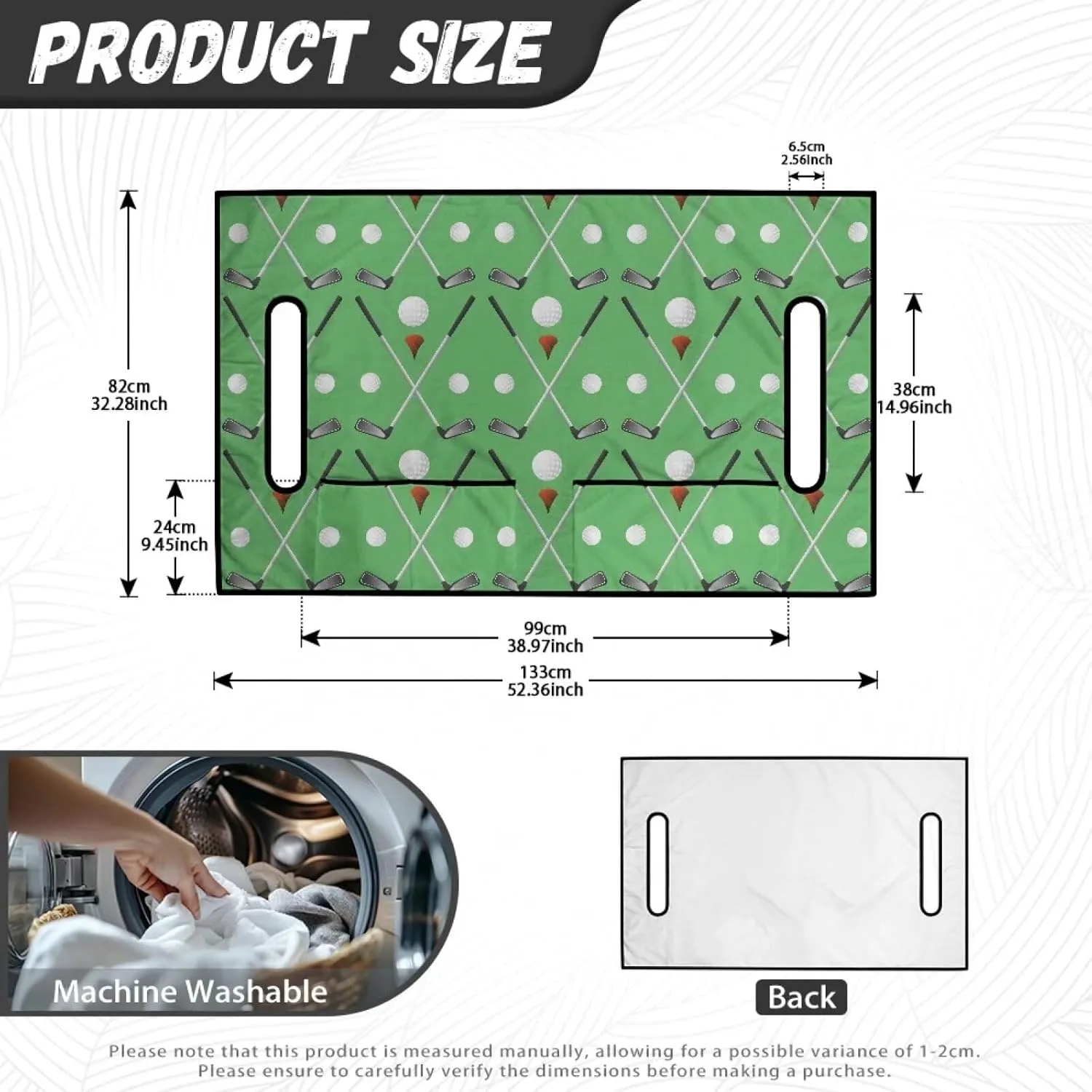 Golf Ball Print Golf Cart Seat Cover Anti-Scratch Non-Slip Golf Cart Seat Towel Blanket with 4 Front Pockets Heat Resistance Universal for Most Golf Cart