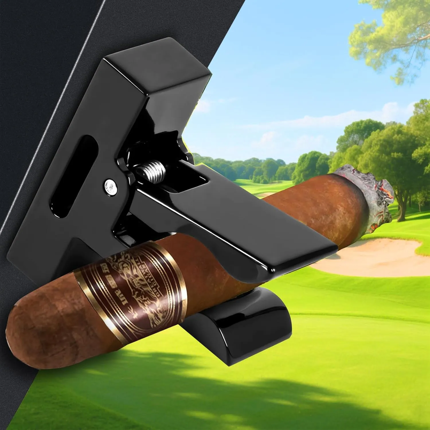Golf Cart Accessories Magnetic, Holder Clip for Golf Cart with Stick On Metal Pads Aluminum Alloy Stand Clip Holds Perfect Golf Gifts for Men Women, Fits Beach Chairs, Fishing Rods