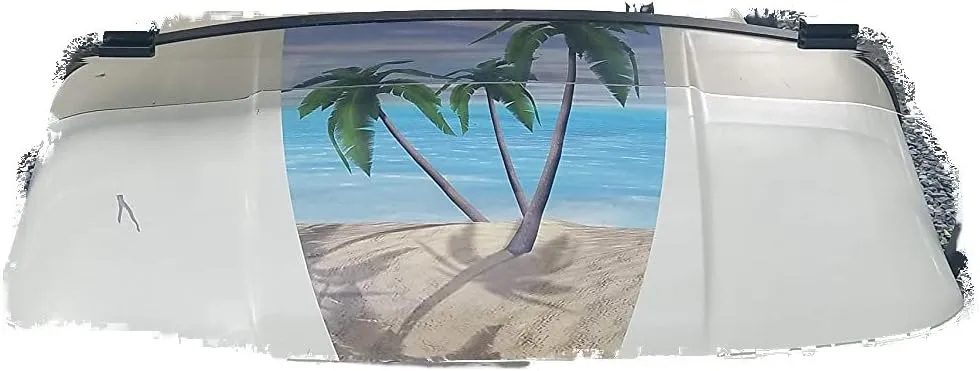 Golf Cart Beach Scene 18"" Center Hood and Under seat Graphics Set FIT All Year and Model EZGO Club Car and Yamaha (Beach No Chairs), GL101