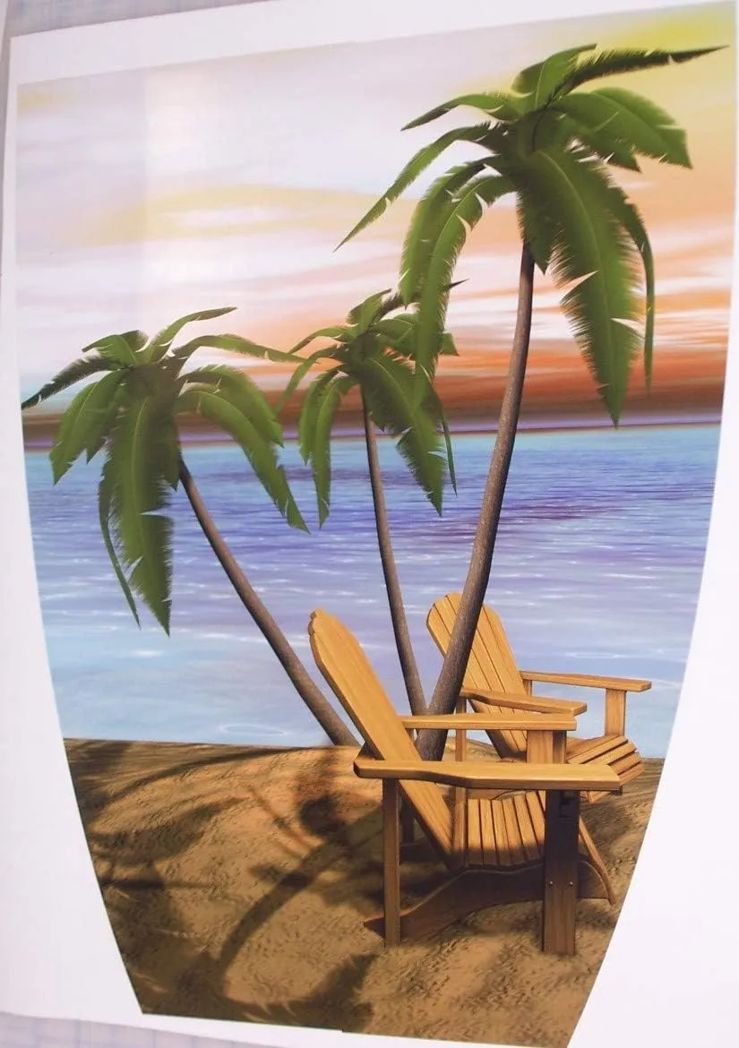 Golf Cart Beach Scene 18"" Center Hood and Under seat Graphics Set FIT All Year and Model EZGO Club Car and Yamaha (Beach No Chairs), GL101
