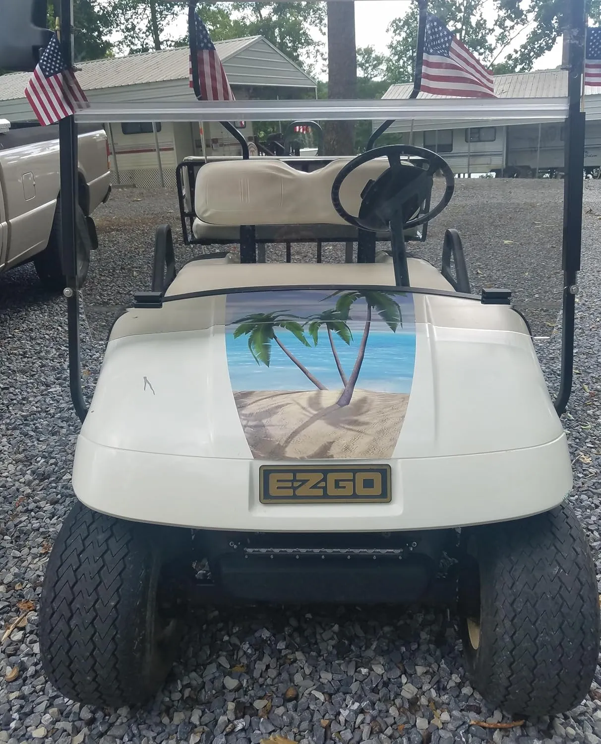 Golf Cart Beach Scene 18"" Center Hood and Under seat Graphics Set FIT All Year and Model EZGO Club Car and Yamaha (Beach No Chairs), GL101