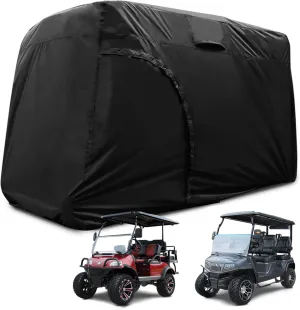 Golf Cart Cover 2/4/6 Passenger, 156"/144"/138"/125"/114"/95" Waterproof Golf Club Car Rain Covers 2/4 Passenger, Outdoor EZGO Yamaha Protective Golf Cart Covers, Golf Cart Enclosure Accessories