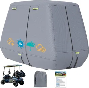 Golf Cart Cover 800D Marine-Grade Polyester with 2 Zipper Doors, Waterproof Windproof Sunproof Breathable Golf Cart Cover with Storage Bag