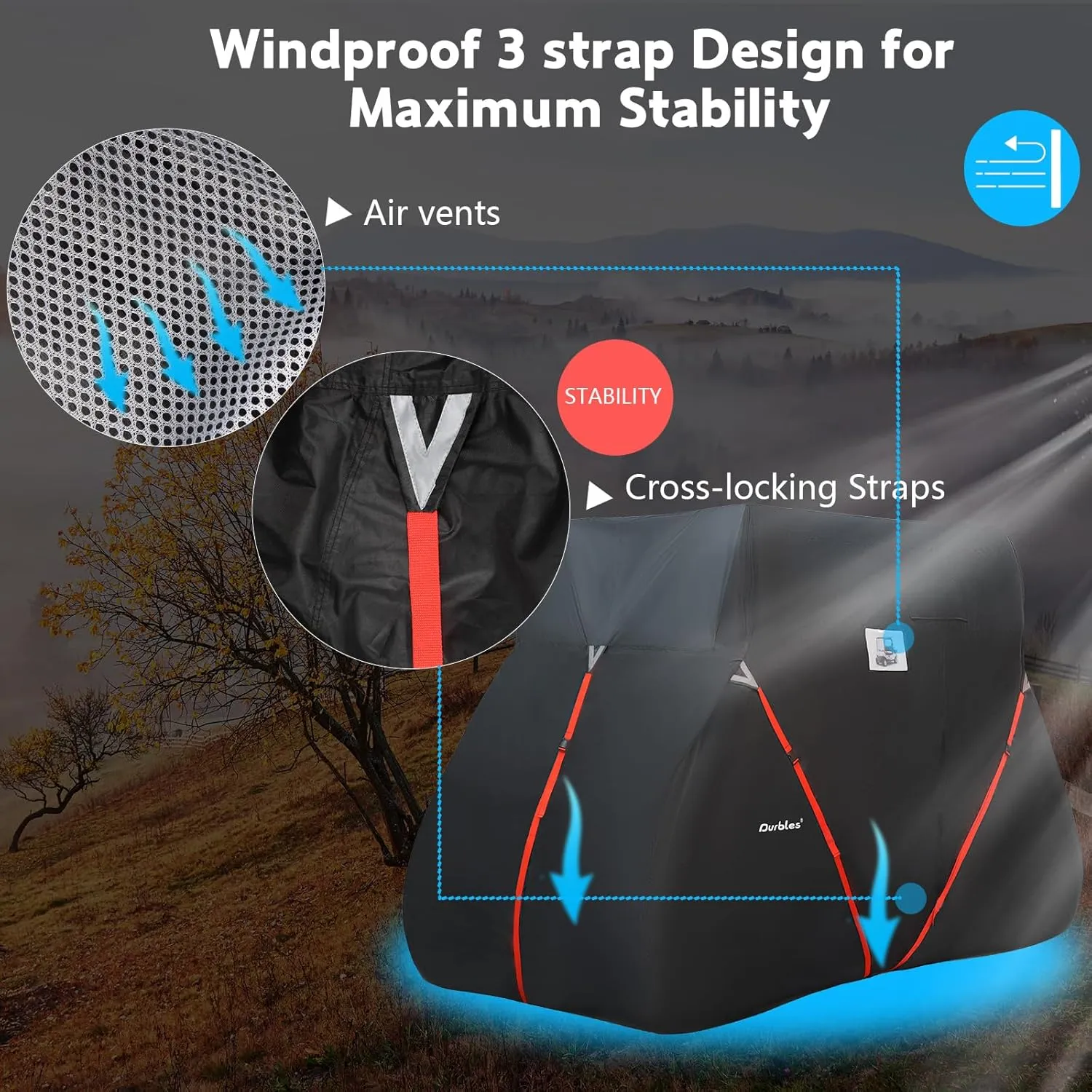 Golf Cart Cover, Waterproof 420D Oxford Fabric, Windproof 3-Strap Design, Universal Fit with Reflective Strips (Fit for 2 2/ 4 Seat L- Size 112”L x 48”W x 66”H)