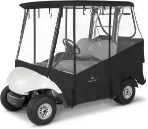 Golf Cart Enclosure 2 Passenger for Yamaha G29,Roll-Up Clear PVC Windows with Side Mirror Opening Golf Cart Rain Cover,2 Seat Storage Driving Enclosure Strong Zipper(Black)