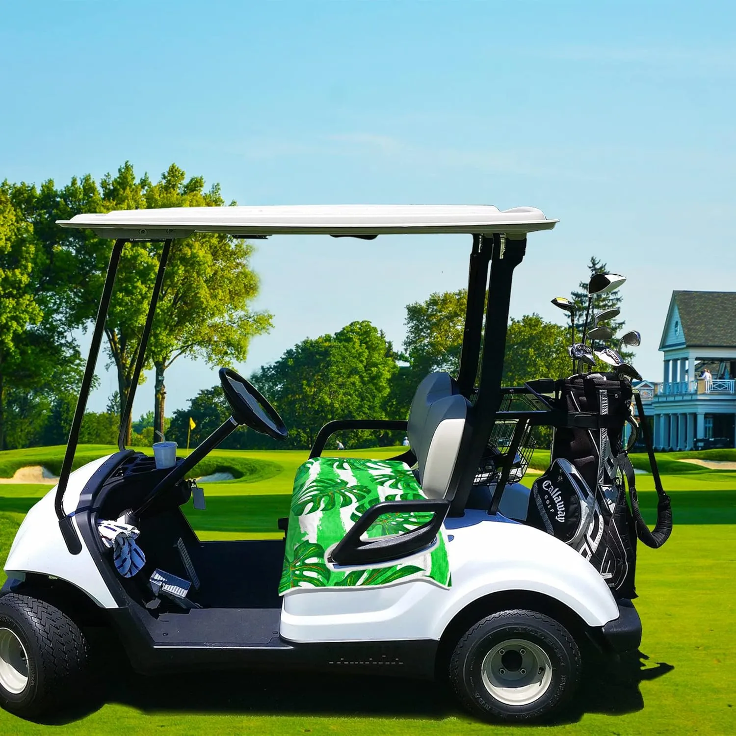 Golf Cart Seat Covers, Unique Golf Cart Seat Towel Blanket for All EZGO, Yamaha, Club Cars, Icon and More Cart Front Seat, 100% Microfiber Keeps Seat Cool and Comfortable, 51'' x 31''