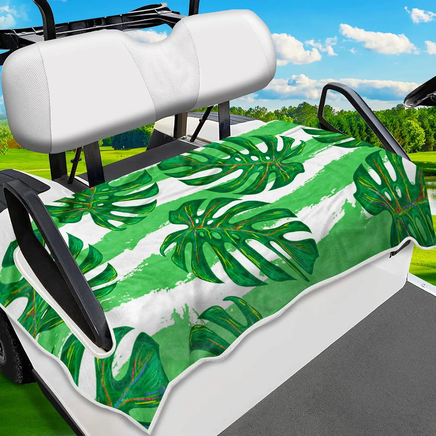Golf Cart Seat Covers, Unique Golf Cart Seat Towel Blanket for All EZGO, Yamaha, Club Cars, Icon and More Cart Front Seat, 100% Microfiber Keeps Seat Cool and Comfortable, 51'' x 31''