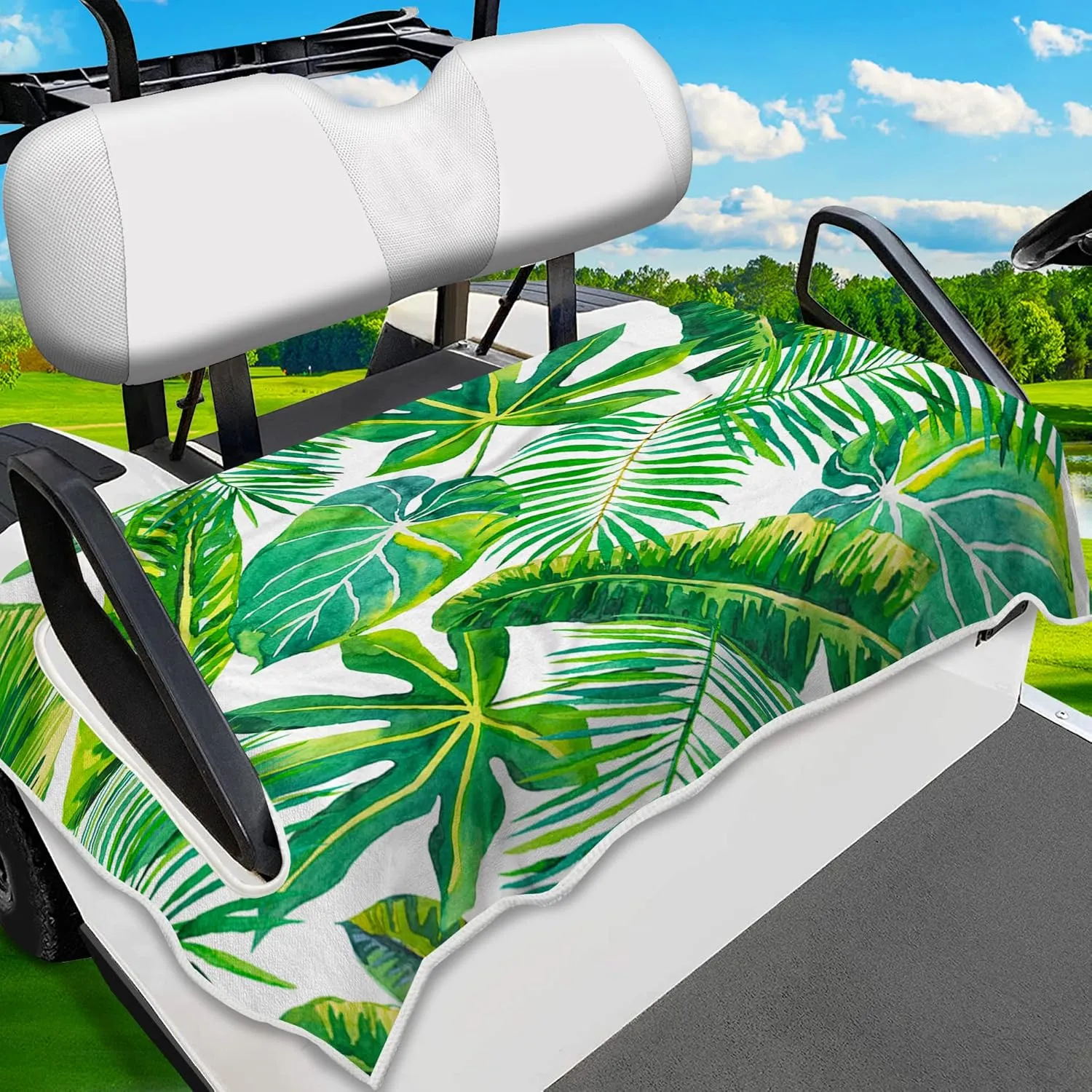 Golf Cart Seat Covers, Unique Golf Cart Seat Towel Blanket for All EZGO, Yamaha, Club Cars, Icon and More Cart Front Seat, 100% Microfiber Keeps Seat Cool and Comfortable, 51'' x 31''