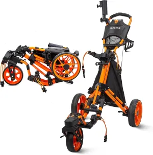 Golf Push Cart 3 Wheel with 360 Swivel Front Wheel,Lightweight and Foldable Walking Golf Cart，One-Click Foldable,with Foot Brake