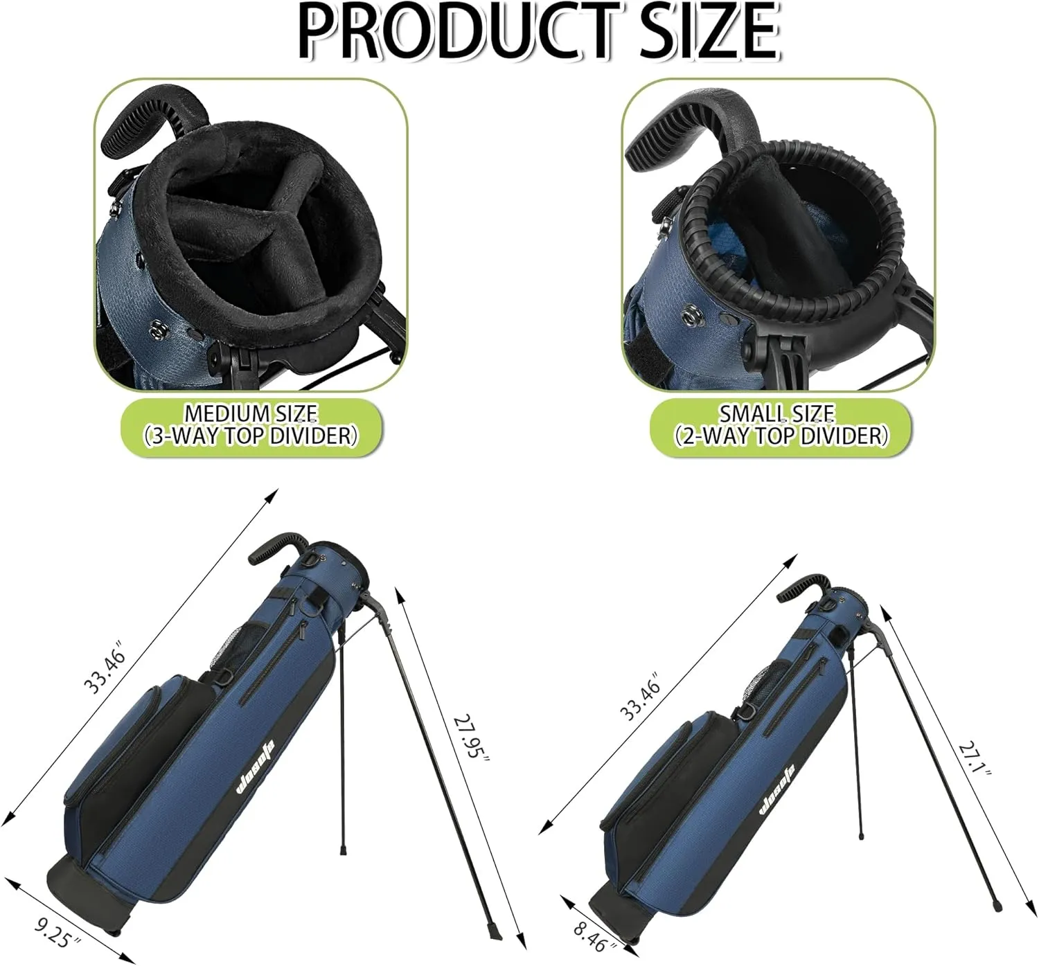 Golf Stand Bag Lightweight Small Medium Carry Bag 2-3 Way Divider Men and Women with Adjustable Shoulder Strap Multiple Pockets Golf Gun Bag with Golf Putter Covers
