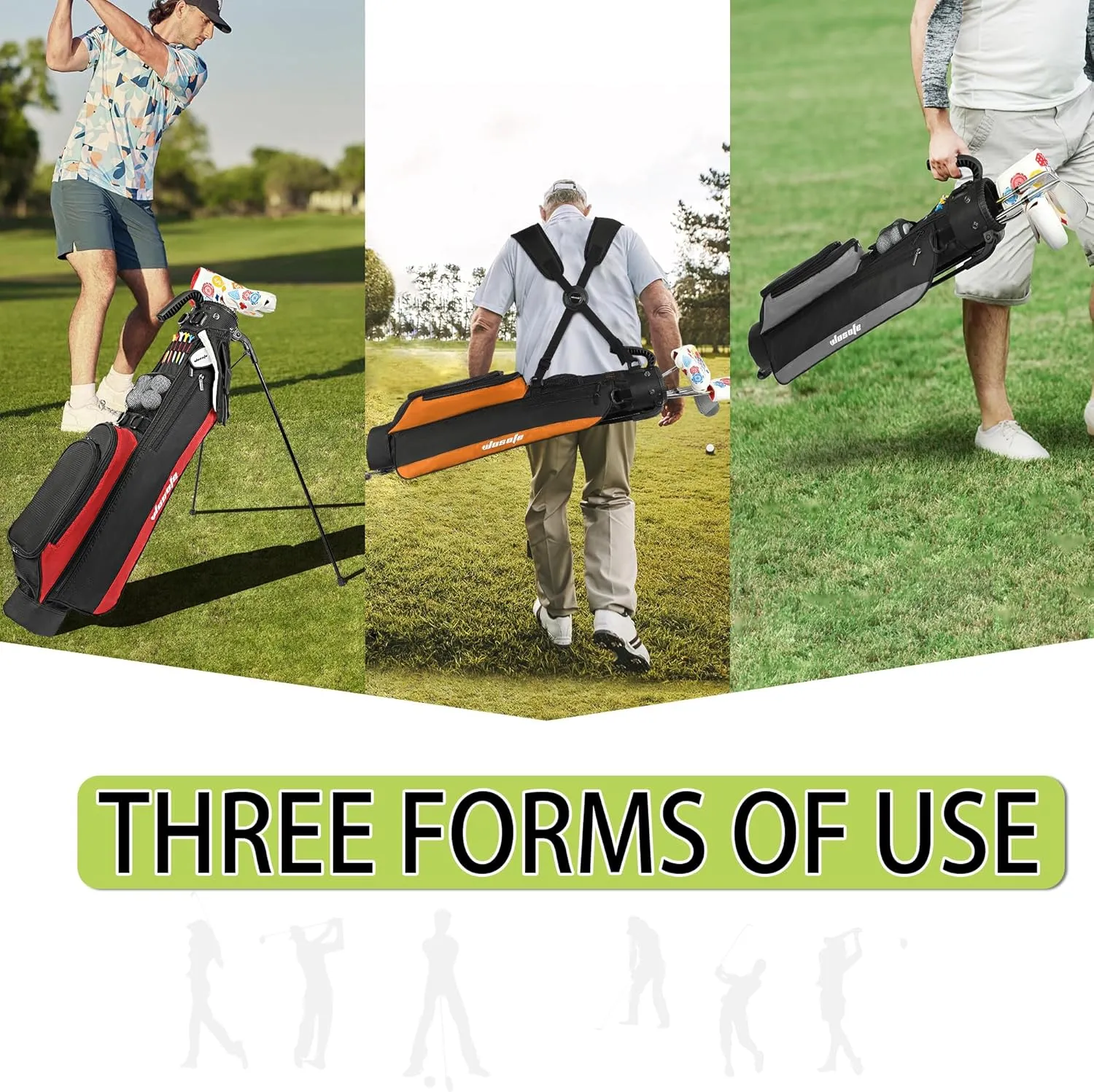 Golf Stand Bag Lightweight Small Medium Carry Bag 2-3 Way Divider Men and Women with Adjustable Shoulder Strap Multiple Pockets Golf Gun Bag with Golf Putter Covers
