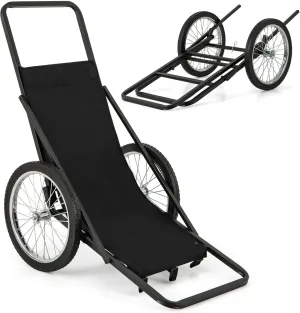 Goplus Folding Deer Cart with Polyester Liner, 550 LBS Heavy-Duty Hunting Game Hauler with 20" Rubber Wheels, Ergonomic Handle, Utility Gear Dolly Cart for Hunting Fishing Hiking