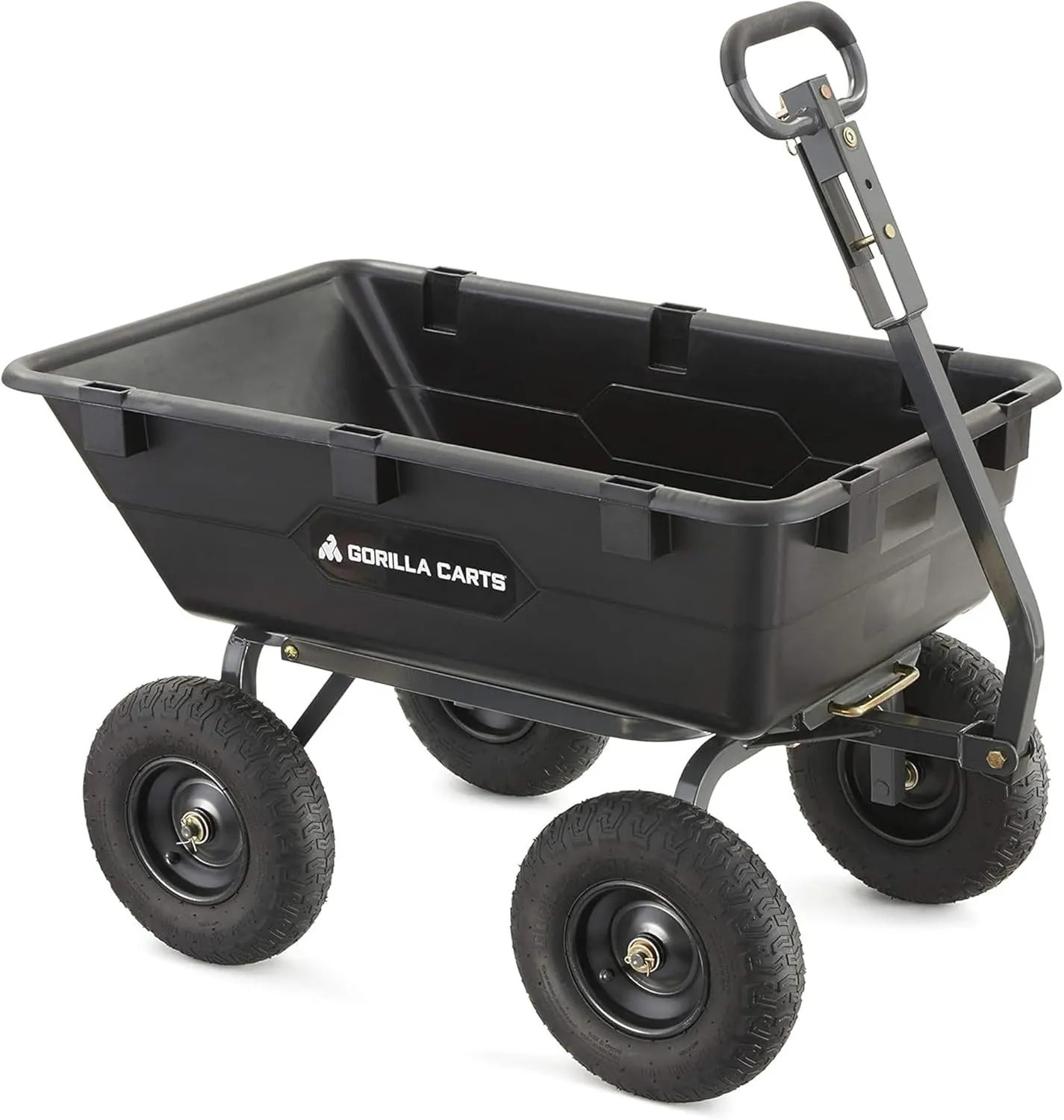 Gorilla Carts Heavy Duty Poly Utility Dump Wagon Garden Cart w/Pneumatic Tires, 6 Cu Ft - 1200 lb Capacity Outdoor Wheelbarrow for Yard, Landscaping & Gardening, Lawn Tractor or ATV Towable