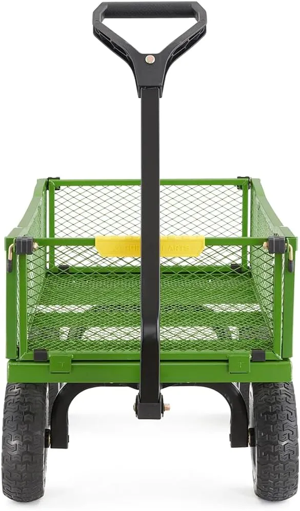 Gorilla Carts Steel Utility Garden Cart with No-Flat Tires, 4 Cubic Feet, 800-Pound Capacity, Green, Amazon Exclusive