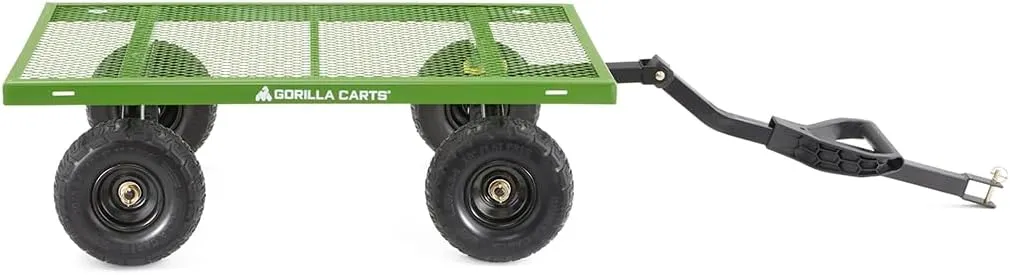 Gorilla Carts Steel Utility Garden Cart with No-Flat Tires, 4 Cubic Feet, 800-Pound Capacity, Green, Amazon Exclusive