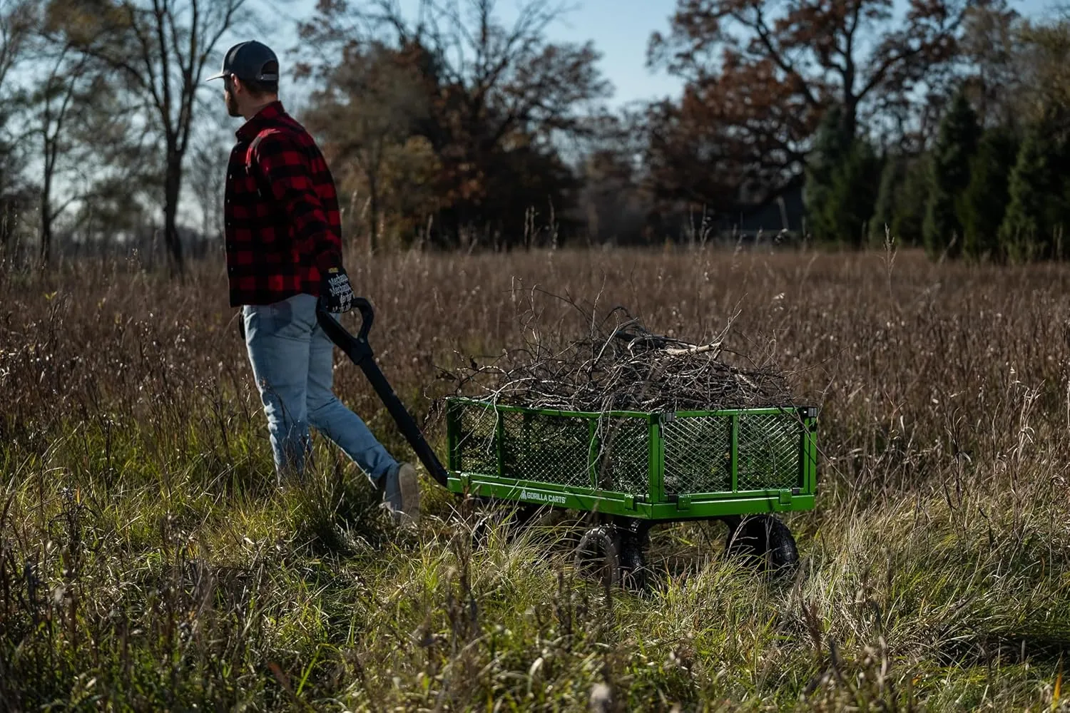 Gorilla Carts Steel Utility Garden Cart with No-Flat Tires, 4 Cubic Feet, 800-Pound Capacity, Green, Amazon Exclusive