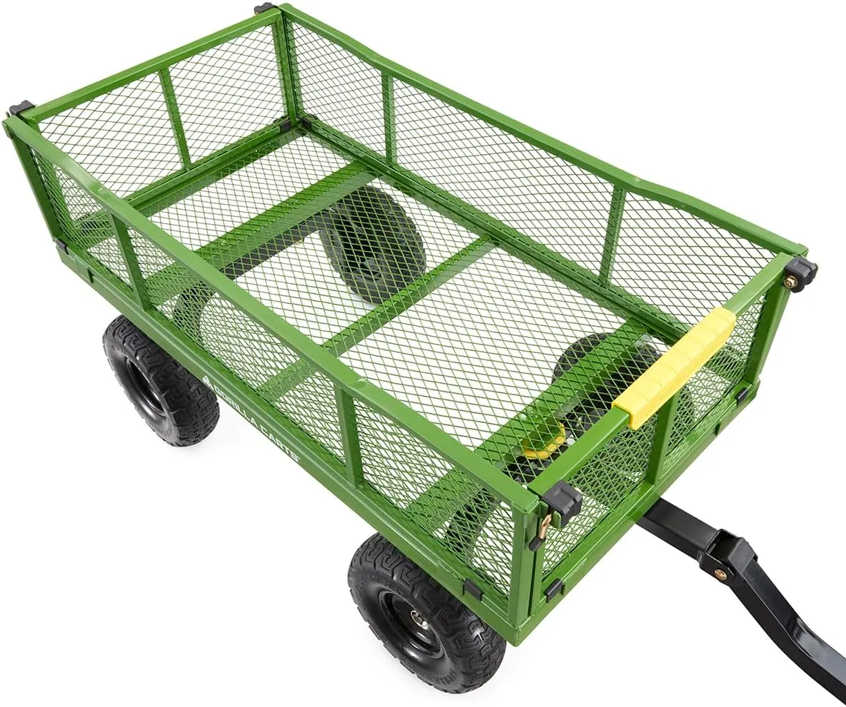Gorilla Carts Steel Utility Garden Cart with No-Flat Tires, 4 Cubic Feet, 800-Pound Capacity, Green, Amazon Exclusive