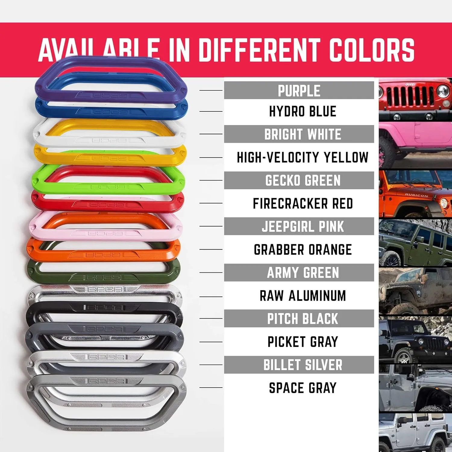 GPCA GP Grip Air Grab Handles Designed for 2024  Jeep Wrangler JL 4xe w/Airbag Compatible - Aero-Grade Aluminum, Patented Foldable Design, Easy Installation