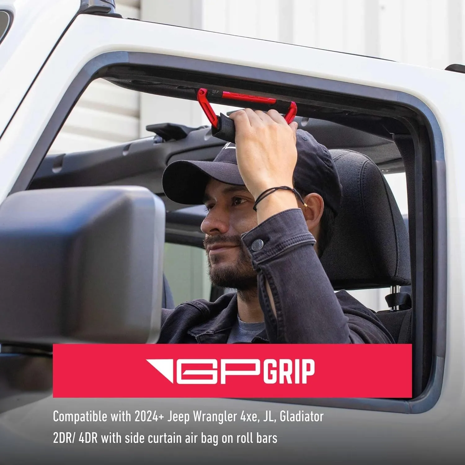 GPCA GP Grip Air Grab Handles Designed for 2024  Jeep Wrangler JL 4xe w/Airbag Compatible - Aero-Grade Aluminum, Patented Foldable Design, Easy Installation