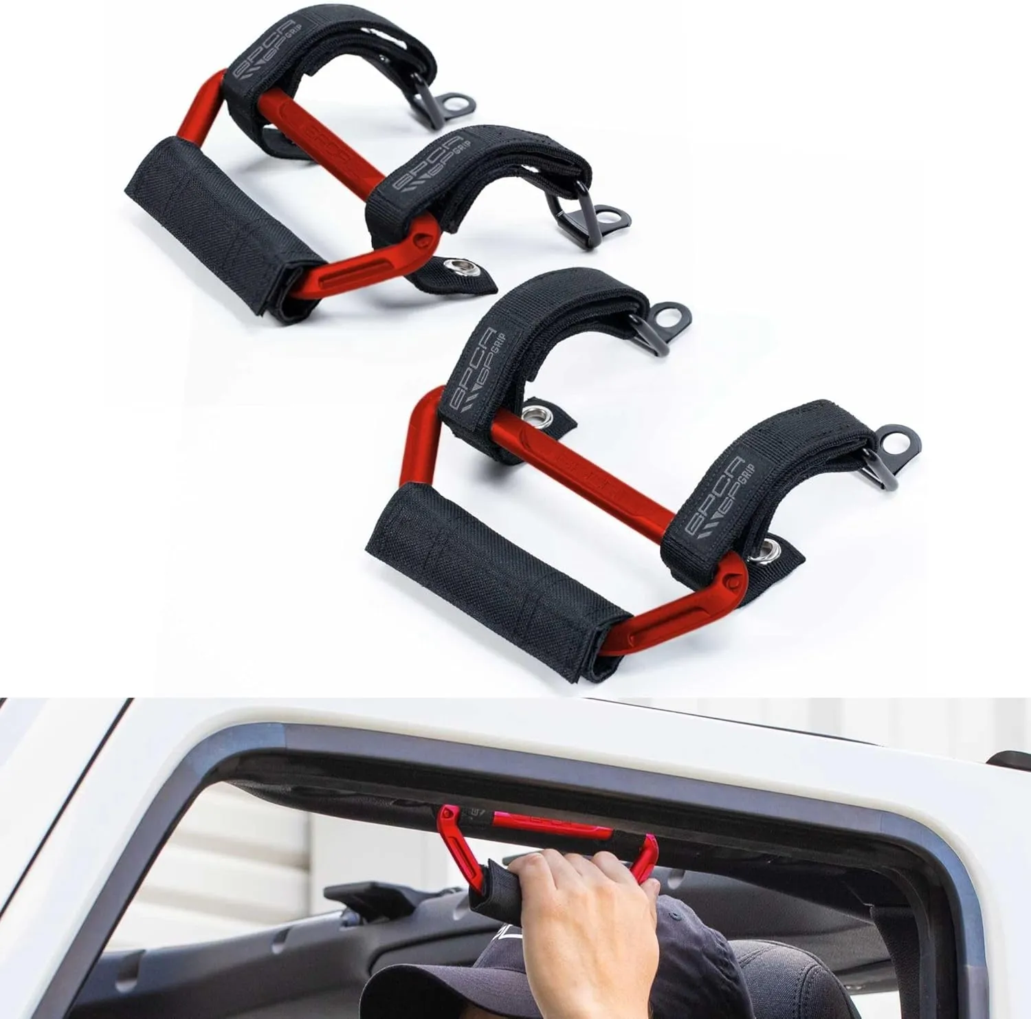GPCA GP Grip Air Grab Handles Designed for 2024  Jeep Wrangler JL 4xe w/Airbag Compatible - Aero-Grade Aluminum, Patented Foldable Design, Easy Installation