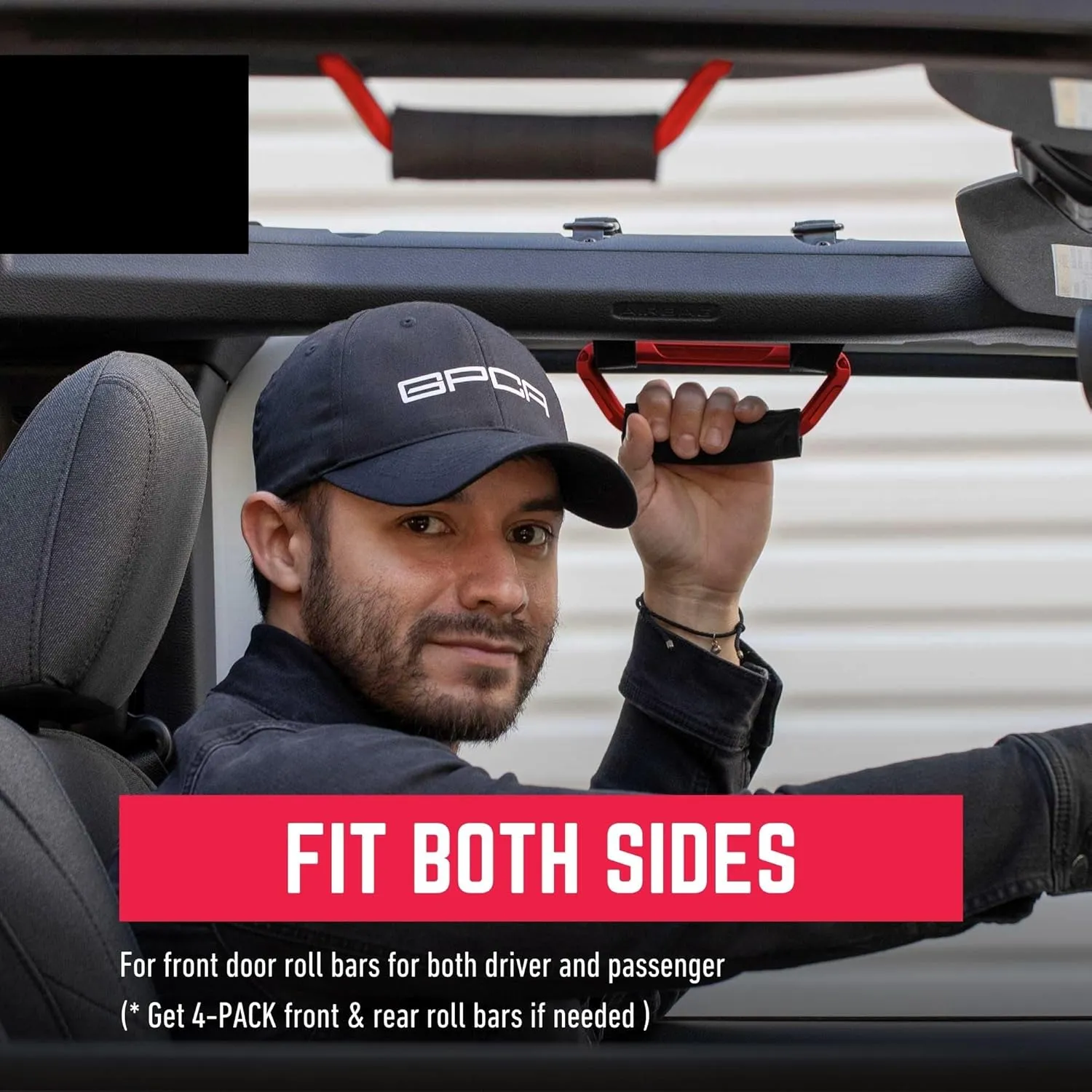 GPCA GP Grip Air Grab Handles Designed for 2024  Jeep Wrangler JL 4xe w/Airbag Compatible - Aero-Grade Aluminum, Patented Foldable Design, Easy Installation