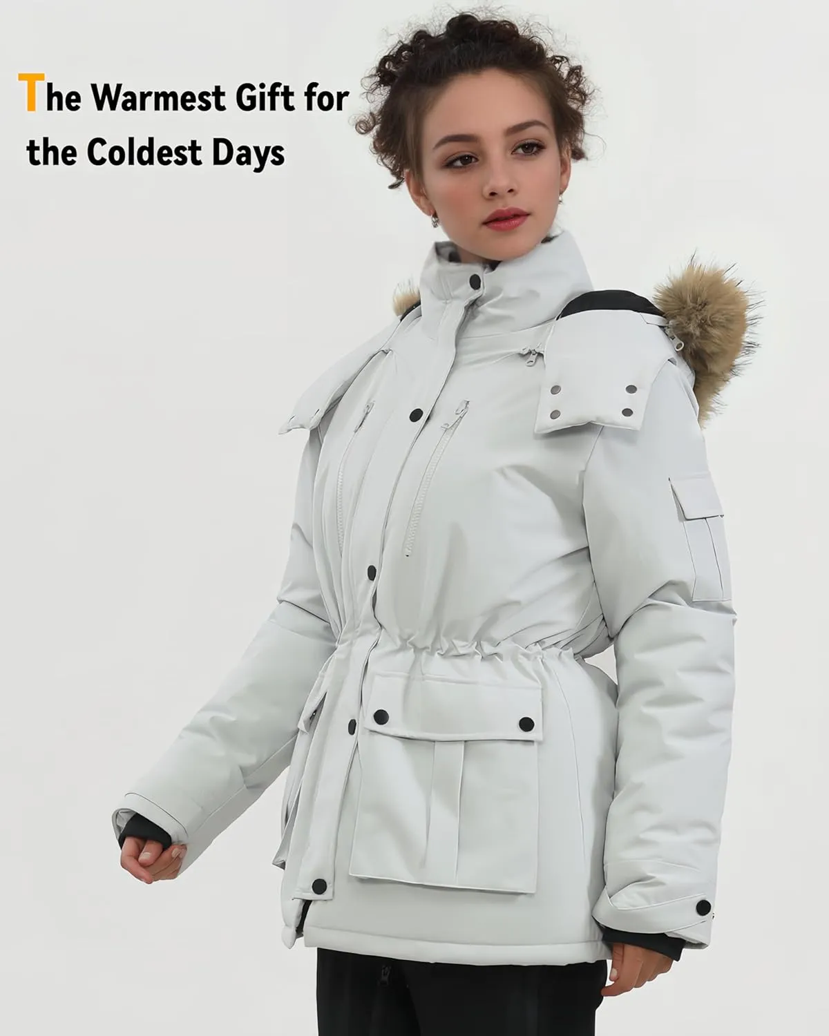 Graphene Heated Jacket for Women with Large Capacity Battery Pack Waterproof Windproof