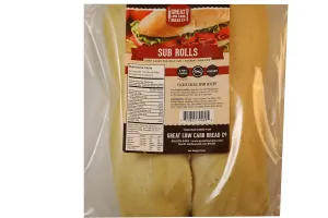 Great Low Carb Sub Rolls 12oz Bag of 2 (foot longs)| 1 bag | Keto friendly | Kosher |Non GMO |Low carb diet