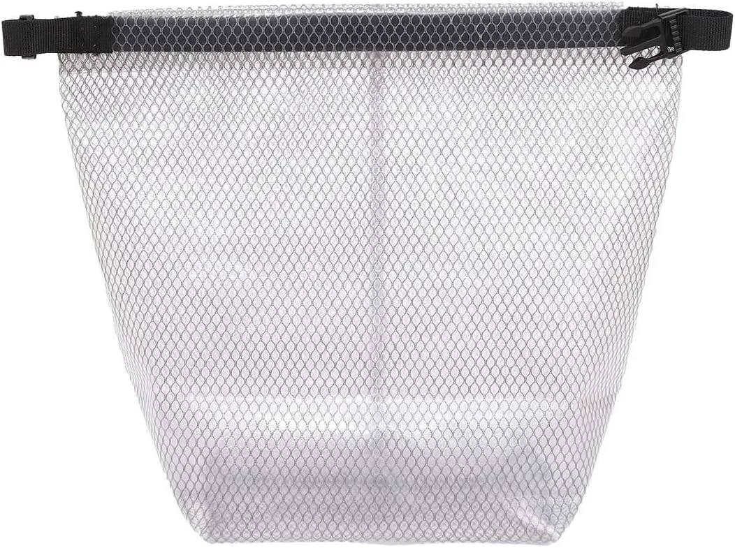 GRINKO Mesh Shower Bag Travel Makeup Pouch for Women Waterproof Toiletry Bag Plastic Make Up Bags for Carry On with Buckle Handle White