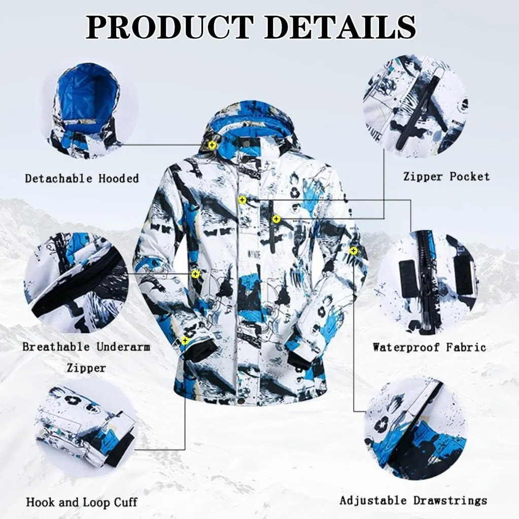 GS SNOWING Men's Winter Windproof Waterproof Snowsuit Snowboard Jacket and Ski Pants for Snow Sport