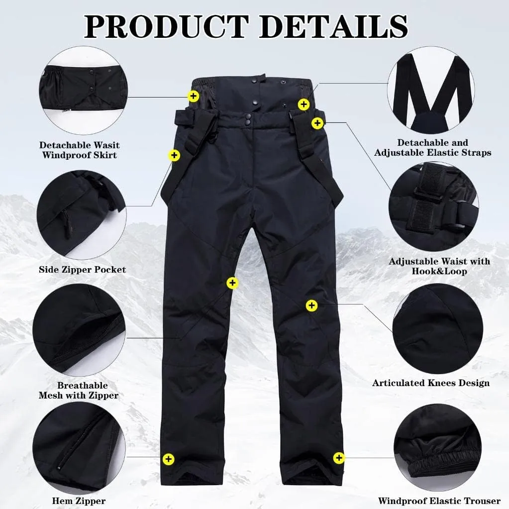 GS SNOWING Men's Winter Windproof Waterproof Snowsuit Snowboard Jacket and Ski Pants for Snow Sport
