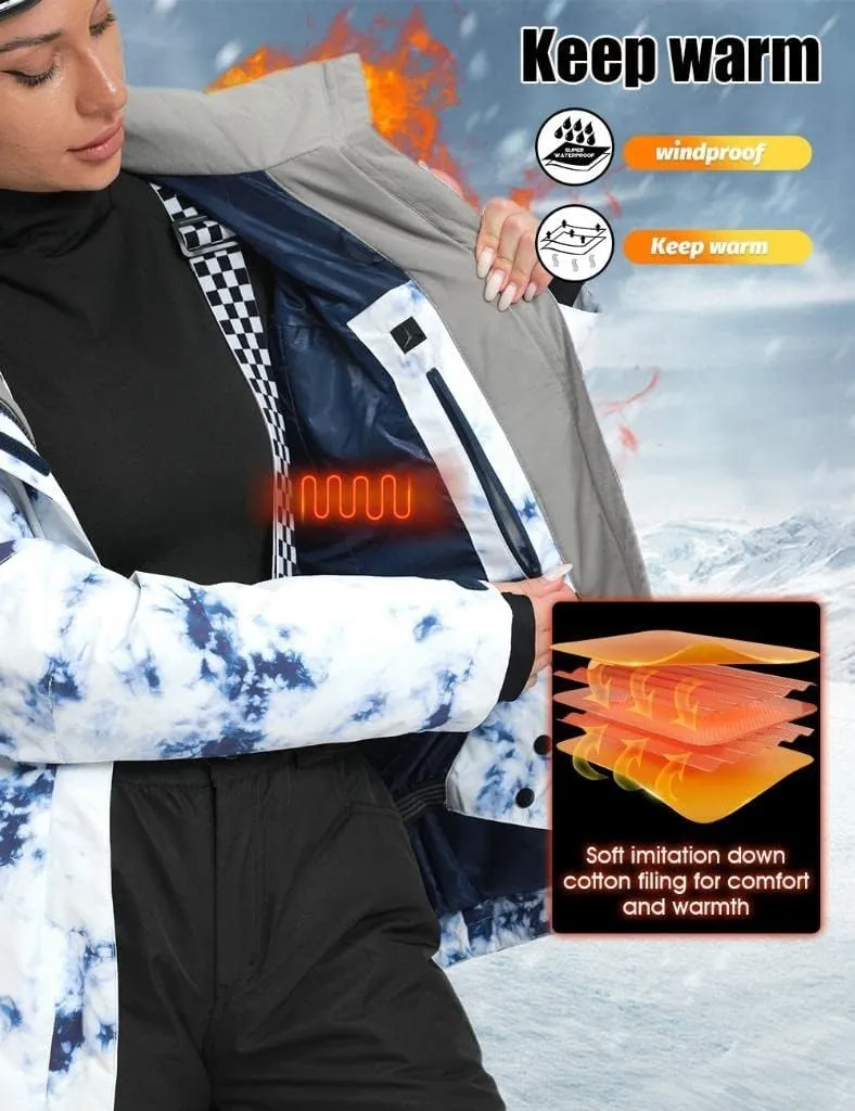 GS SNOWING Women's Ski Jackets and Pants Set Windproof Waterproof Colorful Snowboard Snowsuit