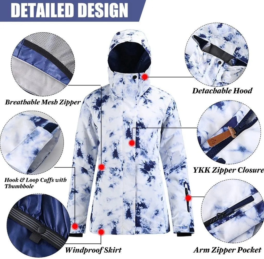 GS SNOWING Women's Ski Jackets and Pants Set Windproof Waterproof Colorful Snowboard Snowsuit