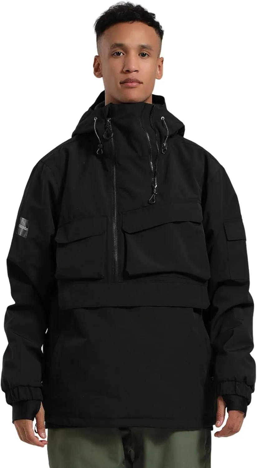 GSOU SNOW Men Ski Jacket Snowboard Coat Snow Pullover Hooded Winter Outdoor Sports Waterproof Windproof