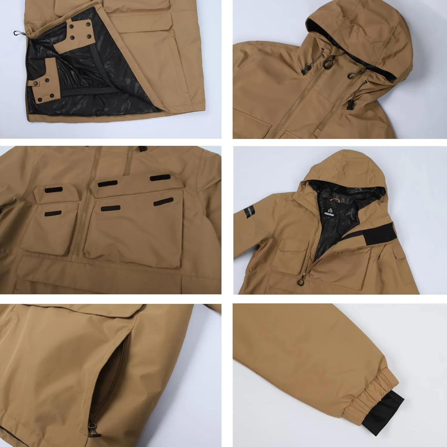 GSOU SNOW Men Ski Jacket Snowboard Coat Snow Pullover Hooded Winter Outdoor Sports Waterproof Windproof