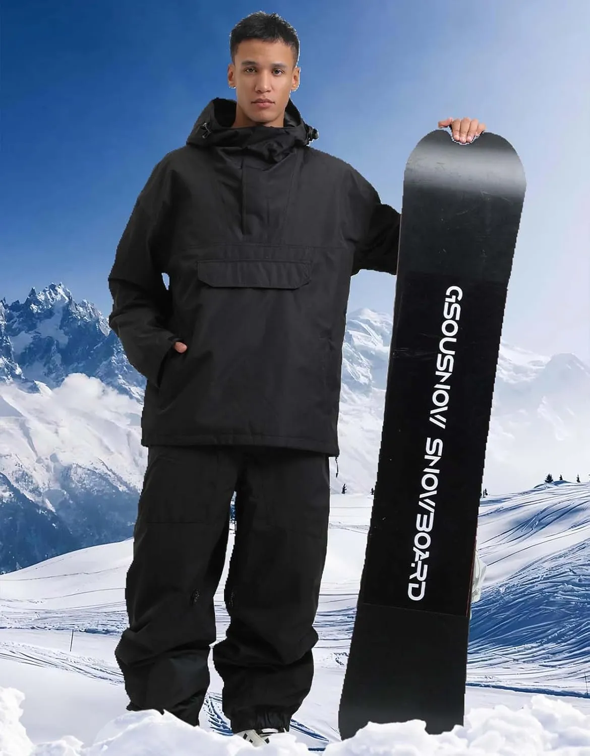 GSOU SNOW Men Ski Jacket Snowboard Snow Coat Warm Winter Waterproof Mountain Hooded