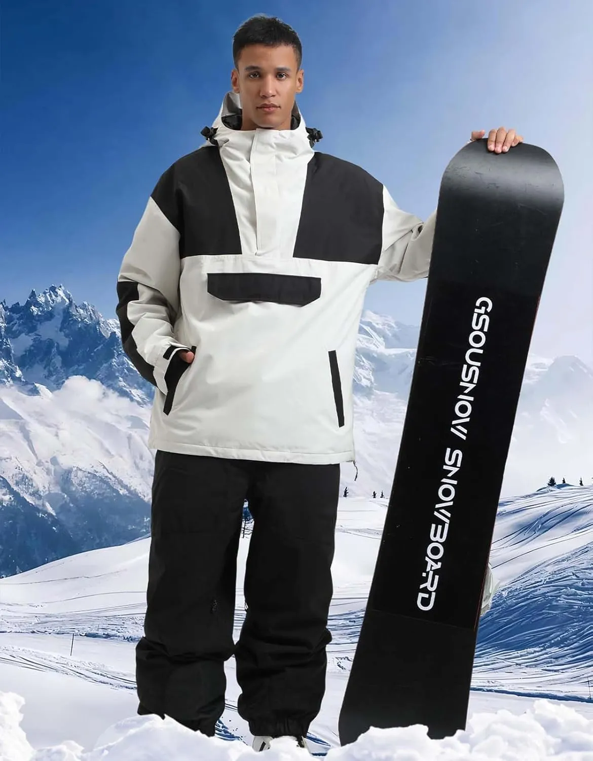 GSOU SNOW Men Ski Jacket Snowboard Snow Coat Warm Winter Waterproof Mountain Hooded