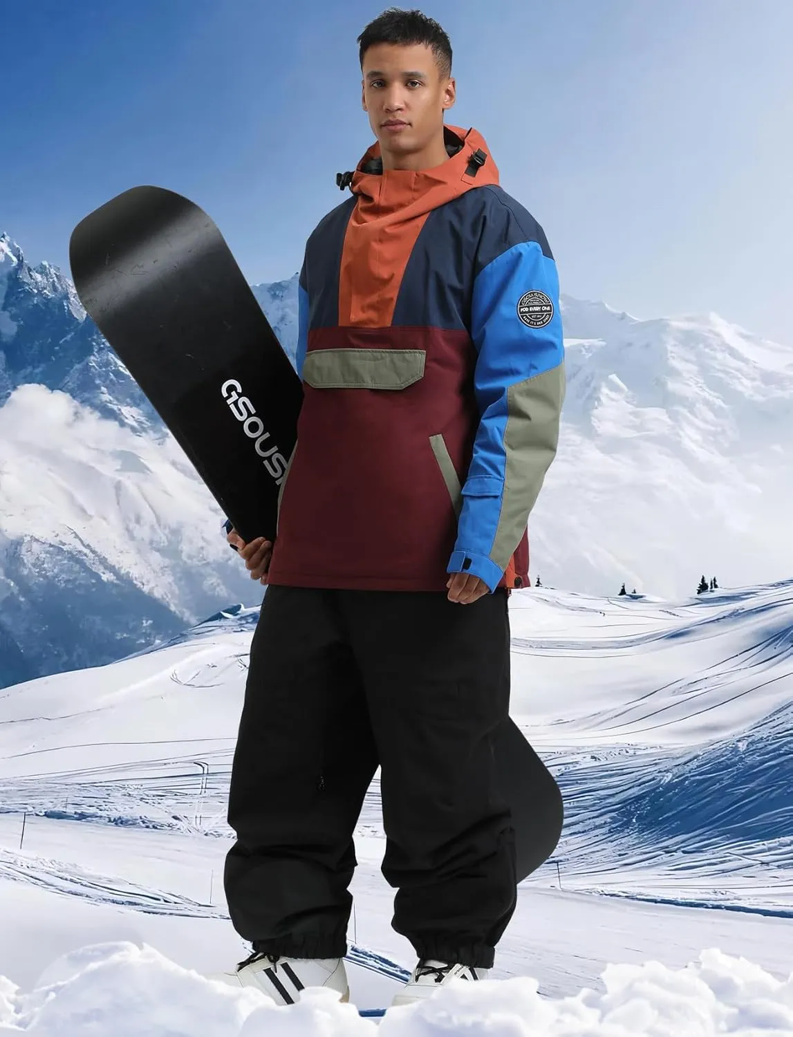 GSOU SNOW Men Ski Jacket Snowboard Snow Coat Warm Winter Waterproof Mountain Hooded