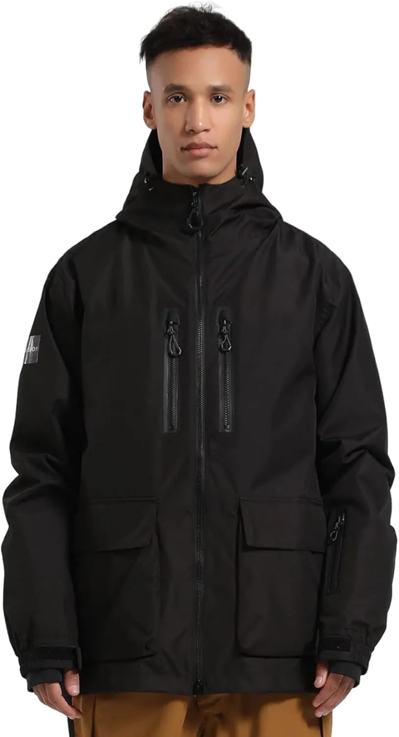 GSOU SNOW Men's Ski Jacket Snowboard Snow Coat Waterproof Windproof Insulated Winter Mountain Outdoor Sports Hooded Warm