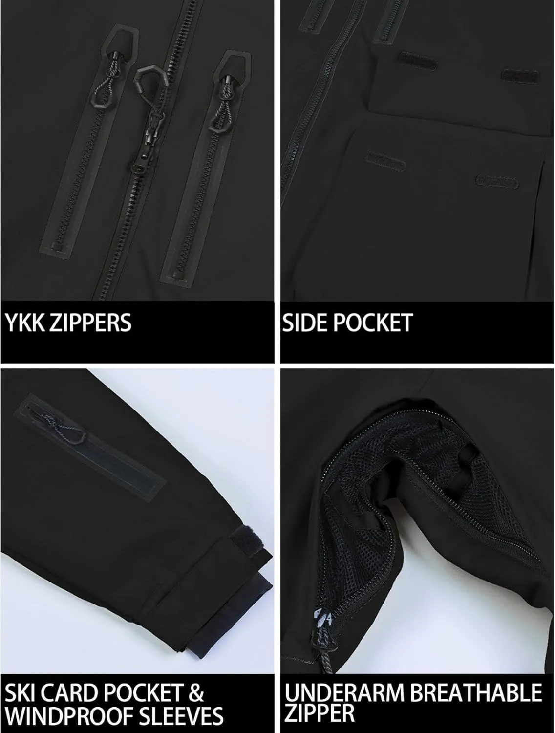 GSOU SNOW Men's Ski Jacket Snowboard Snow Coat Waterproof Windproof Insulated Winter Mountain Outdoor Sports Hooded Warm