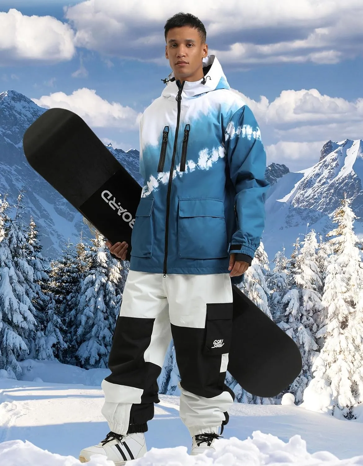 GSOU SNOW Men's Ski Jacket Snowboard Snow Coat Waterproof Windproof Insulated Winter Mountain Outdoor Sports Hooded Warm