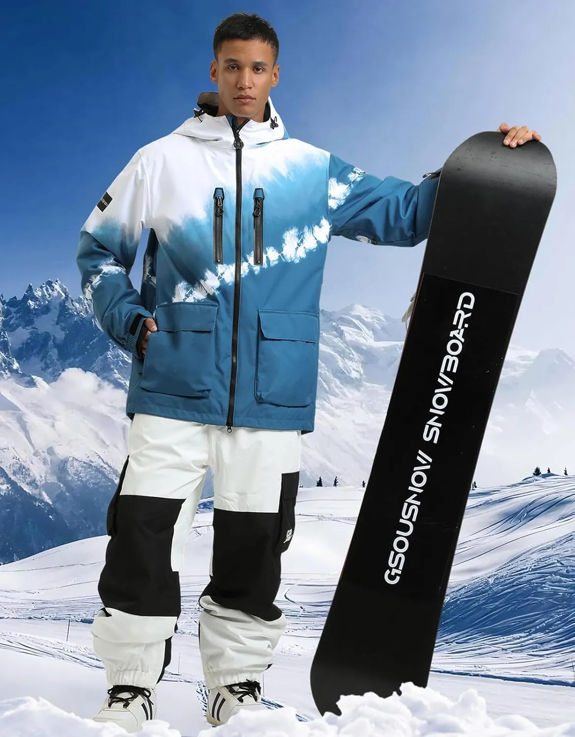 GSOU SNOW Men's Ski Jacket Snowboard Snow Coat Waterproof Windproof Insulated Winter Mountain Outdoor Sports Hooded Warm
